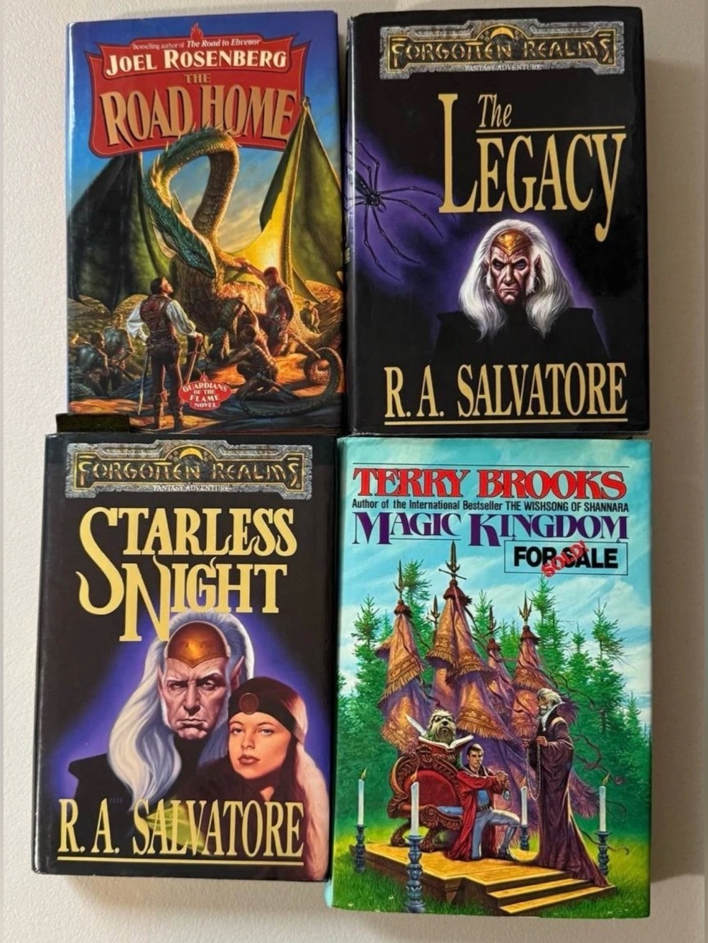Fantasy Hardcover Book Lot 4 Forgotten Realms Salvatore Drizzt Brooks Rosenberg